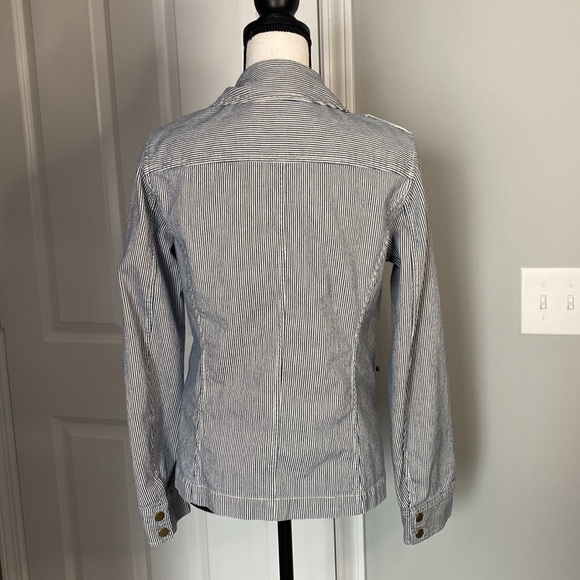 LOFT Denin Stripped Button Zip Jacket - Picture 6 of 7